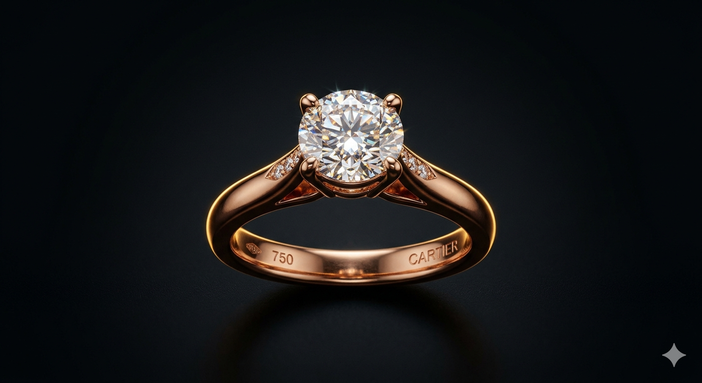 Rose gold brilliant-cut diamond engagement ring by Vesper